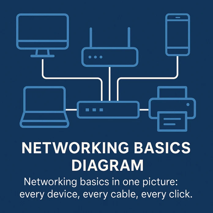 Networking basics diagram – devices, router, switch